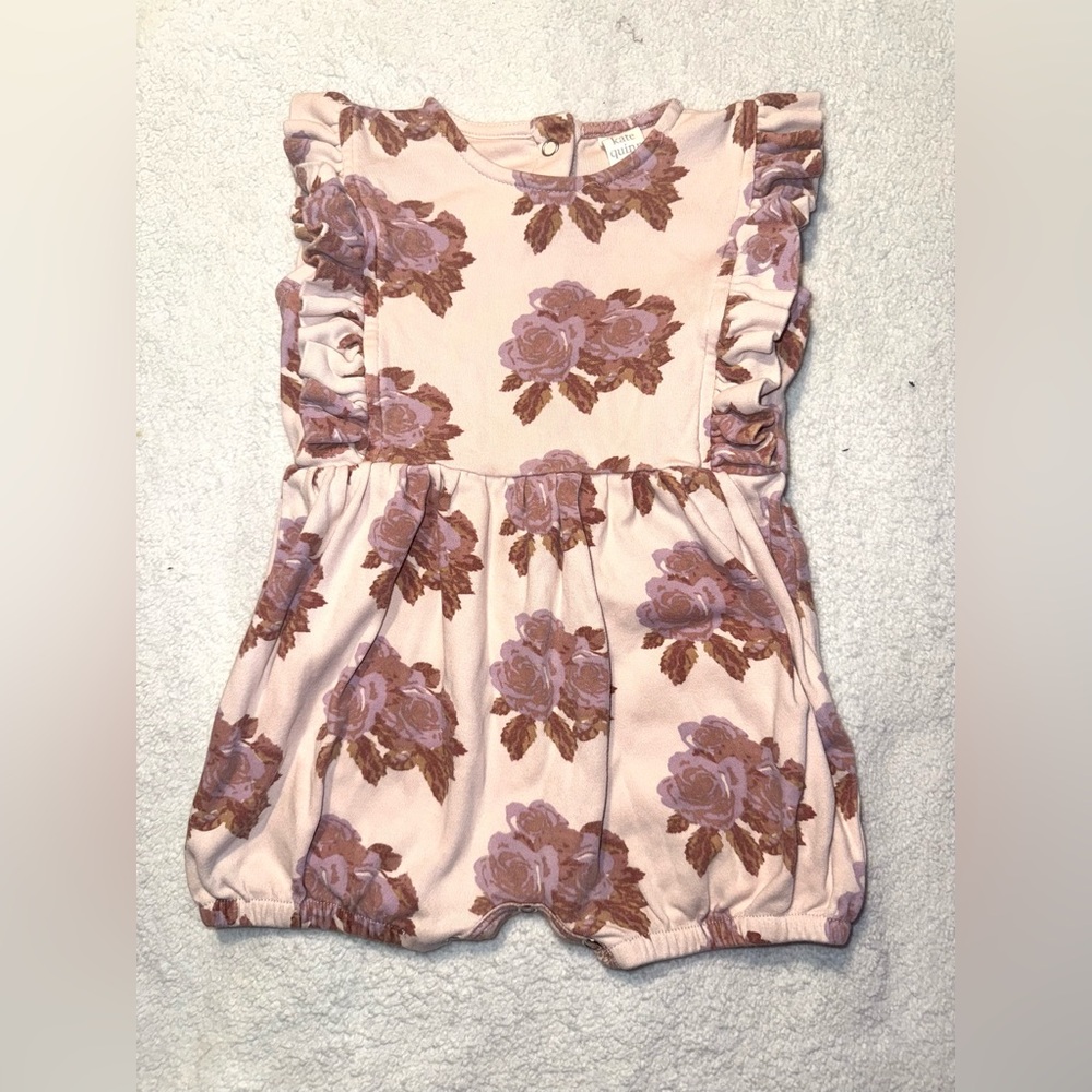 Kate Quinn ruffle sleeve shortie, bamboo rose, size 12-18 mos